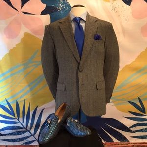 Norm Thompson Gray Blazer with Blue Accents